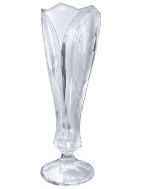 Clear Faceted Glass Vase Flared‎ Top Glassware Etched Glass Flowers Housewarming